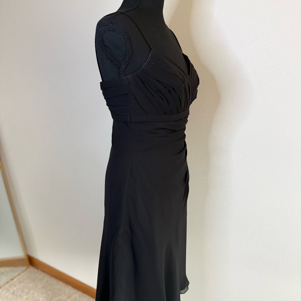 Vintage Y2K ALYCE Designs Black Chiffon Ruched Formal Dress Size 4 - Picture 10 of 14